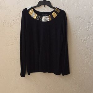 Black Sweater with Gold, Black, and Silver Sequins